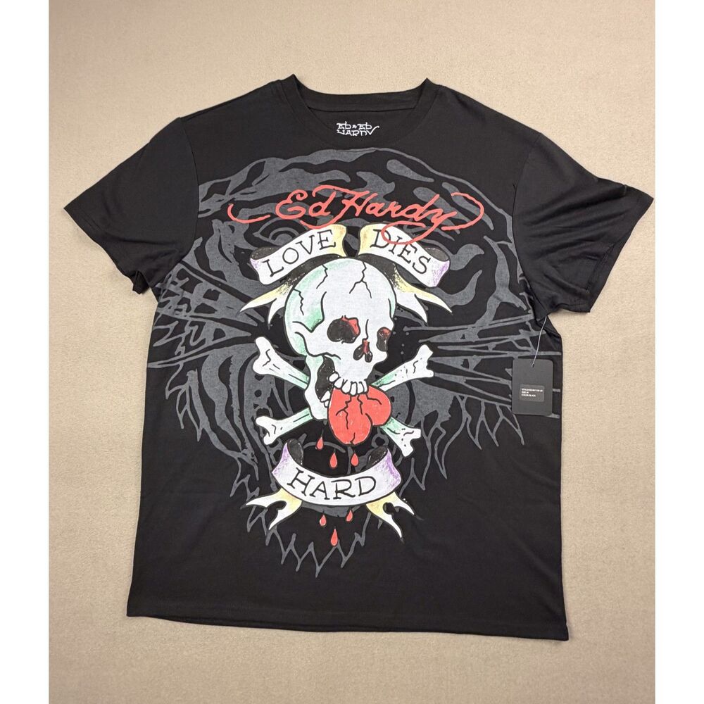 ED HARDY Love Dies Hard T-Shirt - Skull Graphic Tee
